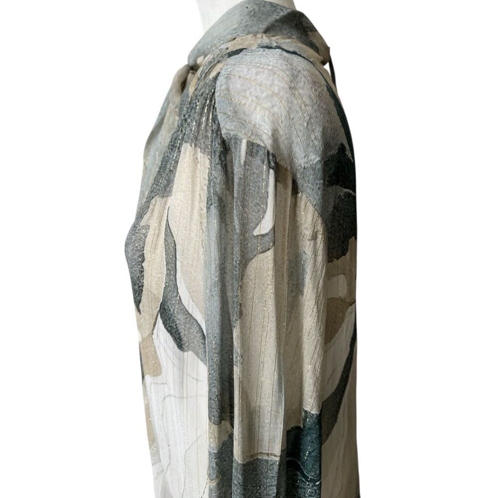 Anthropologie Bl^nk Grey Marble Print Neck Tie Semi Sheer Moira Shirt NWT - Picture 7 of 13